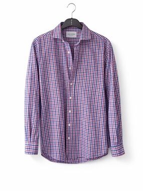Ledbury Fine Shirtmaker Red Blue Plaid Button Down Dress Shirt Men’s 15.5 / 39